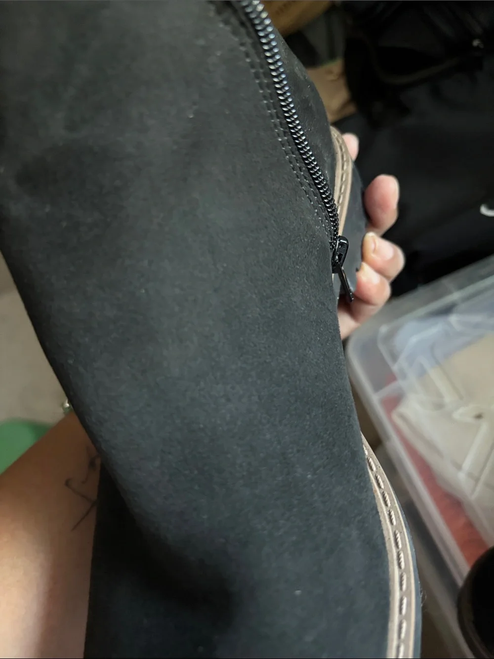 Esprit Black Suede-Look Ankle Booties